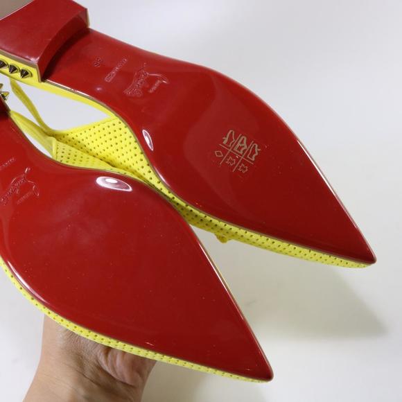 Hall Spike Flat Yellow Spiked Perforated Suede Slingback Flats d672 - Picture 10 of 12